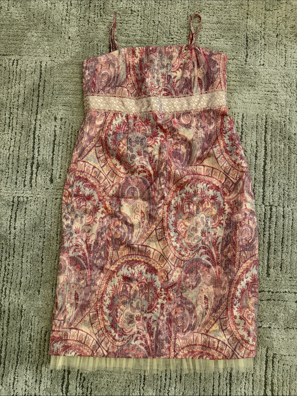 Tibi A Pea In The Pod Vintage Maternity Cocktail Dress Pink Paisley Sheath Midi
